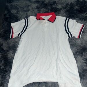 Men's White Polo Shirt with Red Collar